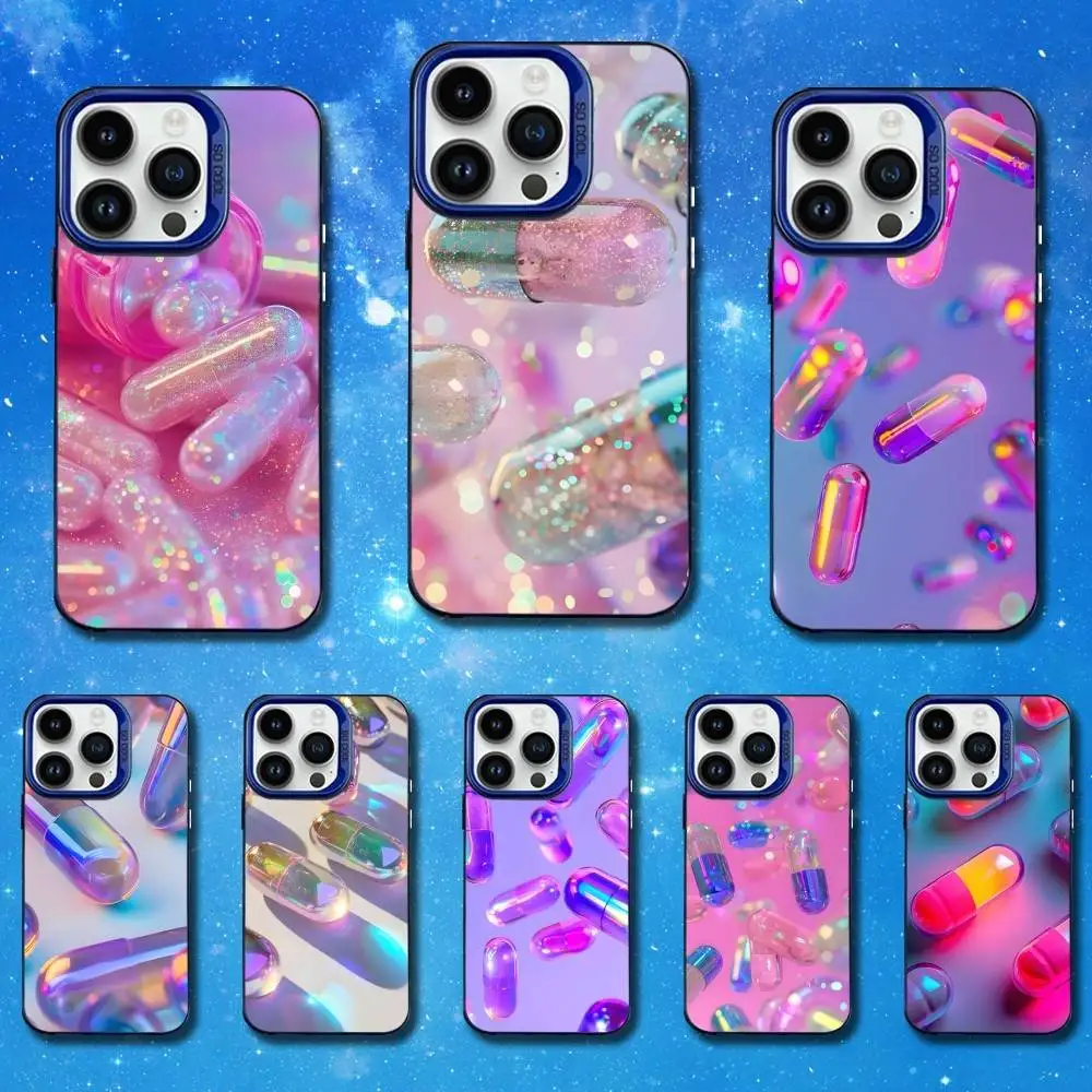 

Dream Art Pills Pink Phone Case For iPhone 11,12,14,13,15,16,Mini,XS,MAX,Pro,SE Blue Matte Silicone Cover