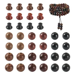 318pcs Buddha Wood Bead Undyed Round Pagoda Shape Buddhist Guru Beads Polished Spacers for Bracelet DIY Rosary Jewelry Making