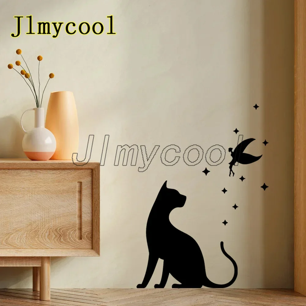 Black Cat Silhouette Wall Sticker Living Room Bedroom Home Decor Creative Kitten Self Adhesive Decals
