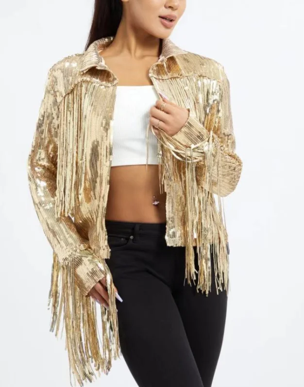 long tassel wing angel new sequin fringed coat star matching beaded top with lining stage concert