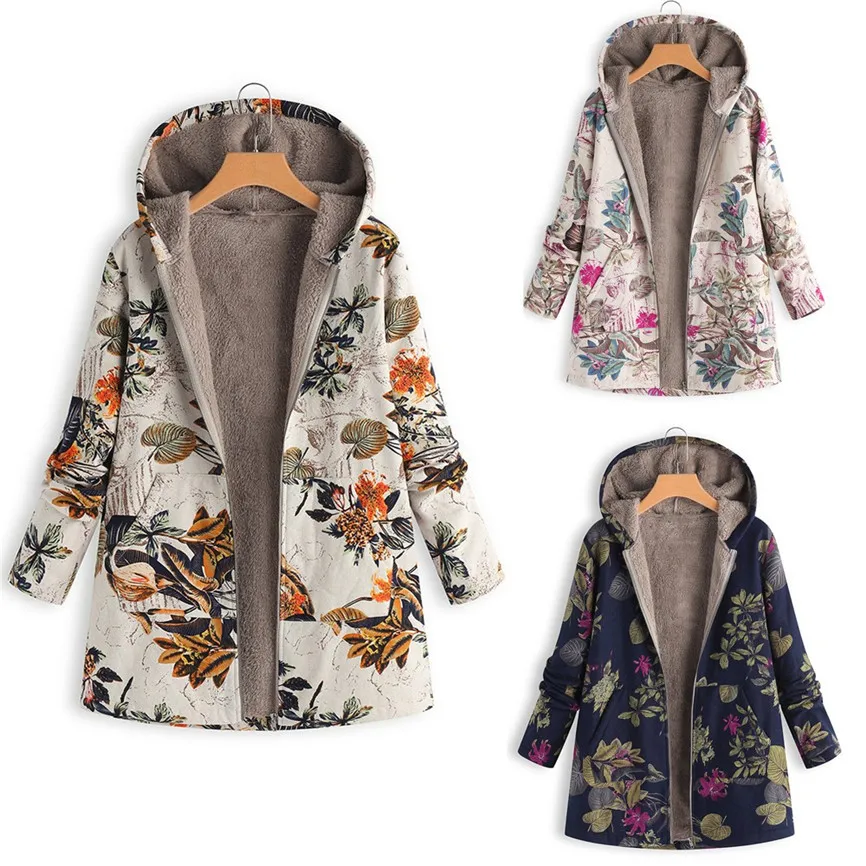 5XL -S Plus Size Winter Jacket Women Warm Parkas with Hooded Velvet Coats Large Fashion Printed Jackets Hat Red Large Top 2024