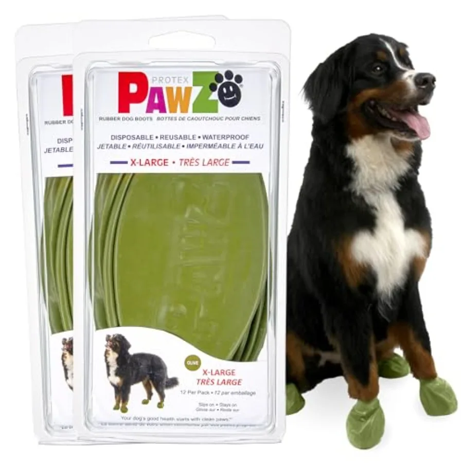

Резиновые ботинки PawZ для собак - всепогодная водонепроницаемая обувь для собак с противоскользящей подошвой для дождя, снега, грязи и горячего асфальта - Pull-