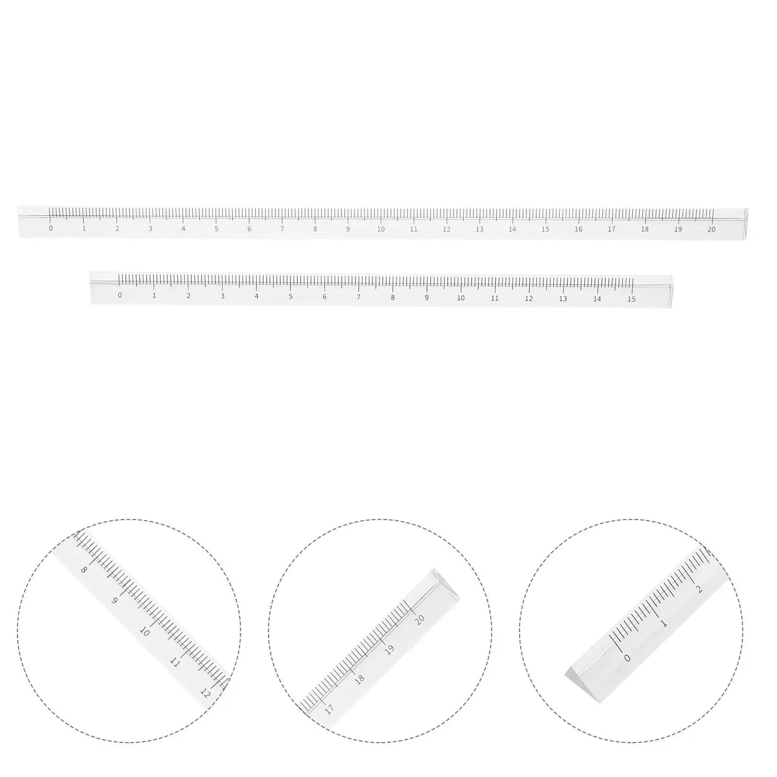 2 Pcs Transparent Triangular Ruler Office Measuring Supply Supplies Stationery Architectural Scale Millimeter