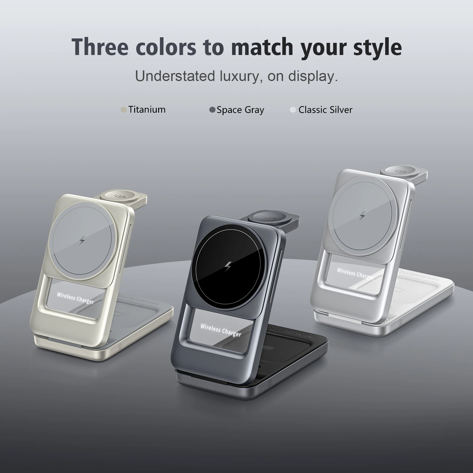 3 in 1 Wireless Charger Stand for iPhone 17 16 15 14 13, Apple Watch & AirPods Pro Foldable Travel Design & Night Light