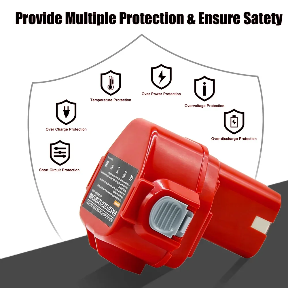 

PA12 12V 9.8Ah Ni-MH Rechargeable Battery and Charger for Makita Cordless Drill 1220 1222 1234 1233 1235 6271D 6227D 6317D 6918D