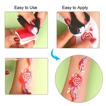 Bowitzki 10克單筆彩繪顏料,分塊裝,海綿海綿,霓虹彩虹色,水性,適用於臉部和身體彩繪,10克,低過敏性 8 最佳銷售 彩虹臉部彩繪 - №2