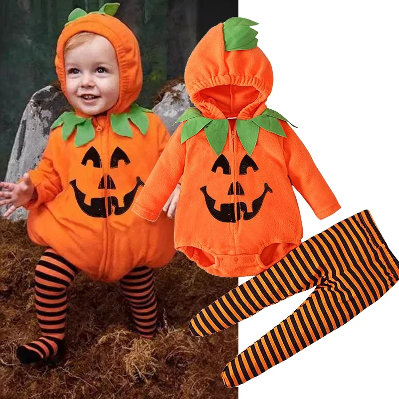 

2025 Cosplay Baby Girls Boys Halloween Clothes Sets Long Sleeve Fleece Zipper Hooded Romper Jacket Autumn Baby Girl Outfit New