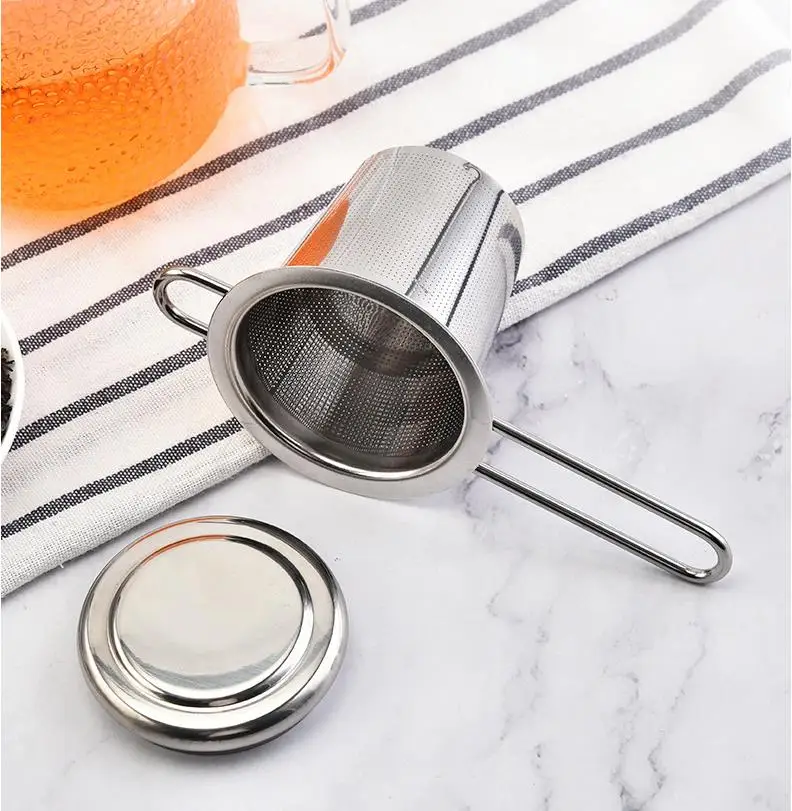Reusable Mesh Tea Infuser Basket Stainless Steel Strainer Loose Leaf Teapot Spice Filter With Lid Kitchen Accessories ni603