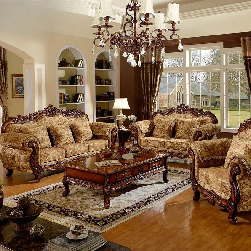 

Customizable European sofa 123 combination living room solid wood American fabric sofa size apartment luxury furniture