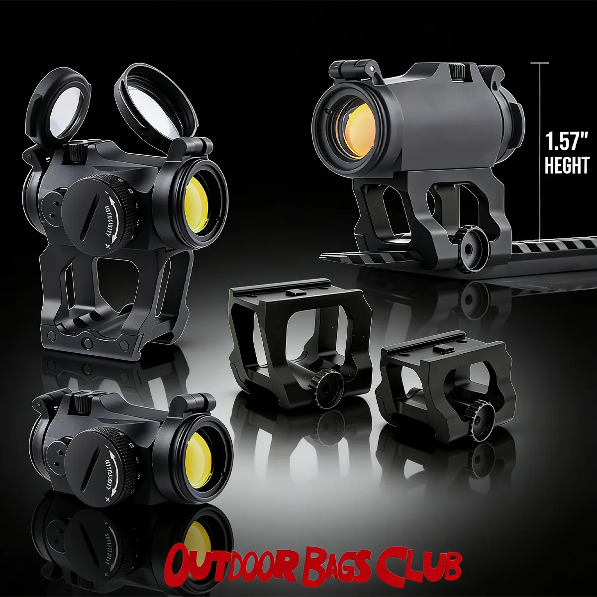 

Тактический прицел Red Dot T02 с регулировкой высоты 1.54-1.93, крепление QD, адаптер-основание для увеличения высоты, рефлекторные прицелы, 20 мм, алюминий