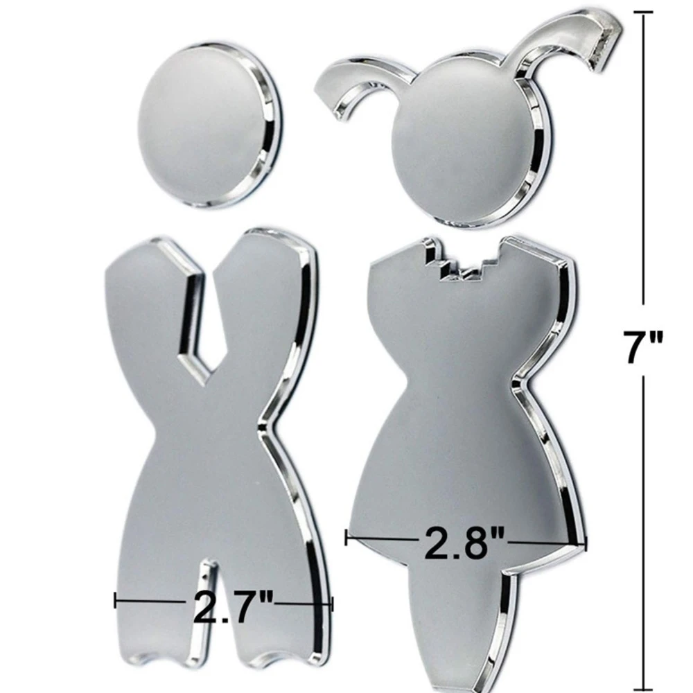 7 นิ้วอะคริลิคกาว Unisex ห้องน้ําห้องน้ําป้ายประตูอุปกรณ์เสริมสัญลักษณ์สําหรับเด็ก Silver