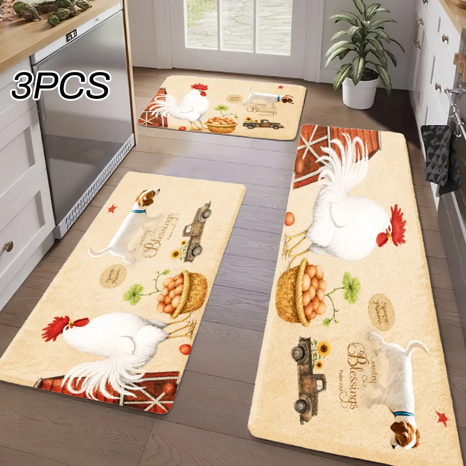 Set of 3 Kitchen and Home Decorative Rugs