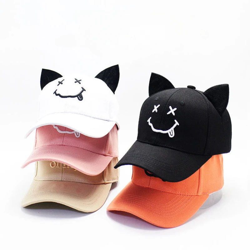 Cat Ear Baseball Caps Women Y2k Trends Cap Men\'s Punk Hat Solid Casual Visors Designer Snapback Cap Unisex Cotton Daily Bonnets