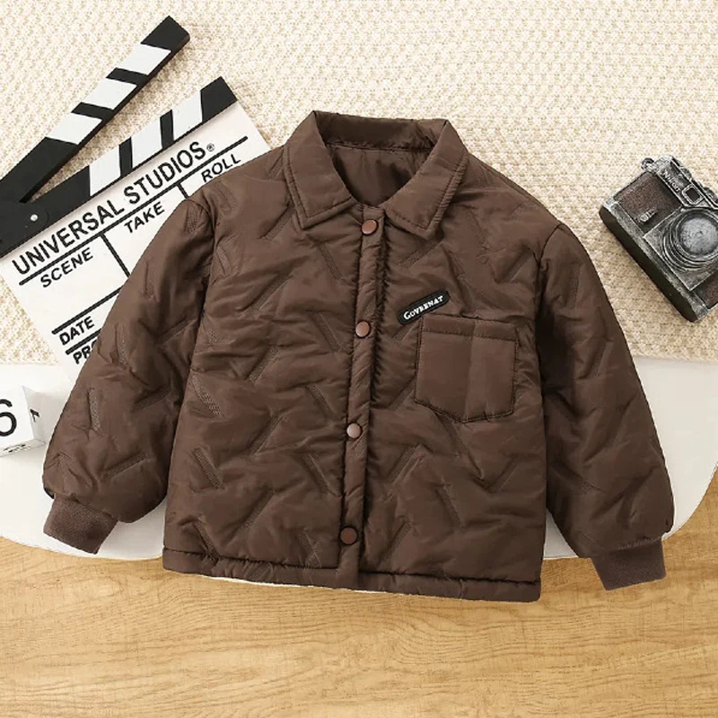 خريف شتاء جديد بنين بنات سترة الصلبة بطانة أفخم سميكة الدافئة التلبيب واحدة الصدر معطف ل 2-12Y في سن المراهقة الاطفال القطن أبلى #3