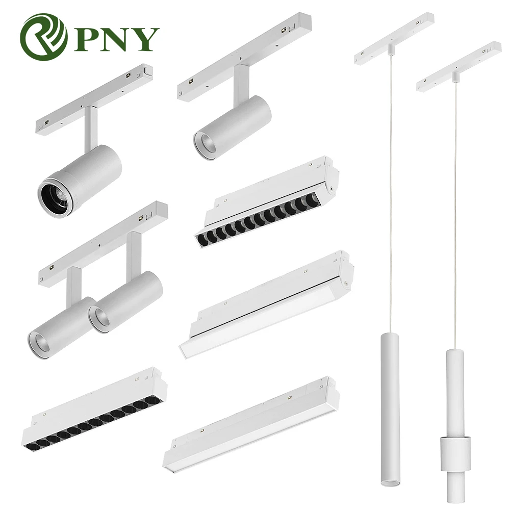 Imagem -02 - Pny-smart Dimmable Casa Recesso Branco Led Magnetic Track Sistema de Iluminação Magnet Rail Lamp Spotlight Tuya Zigbee Dali 48v