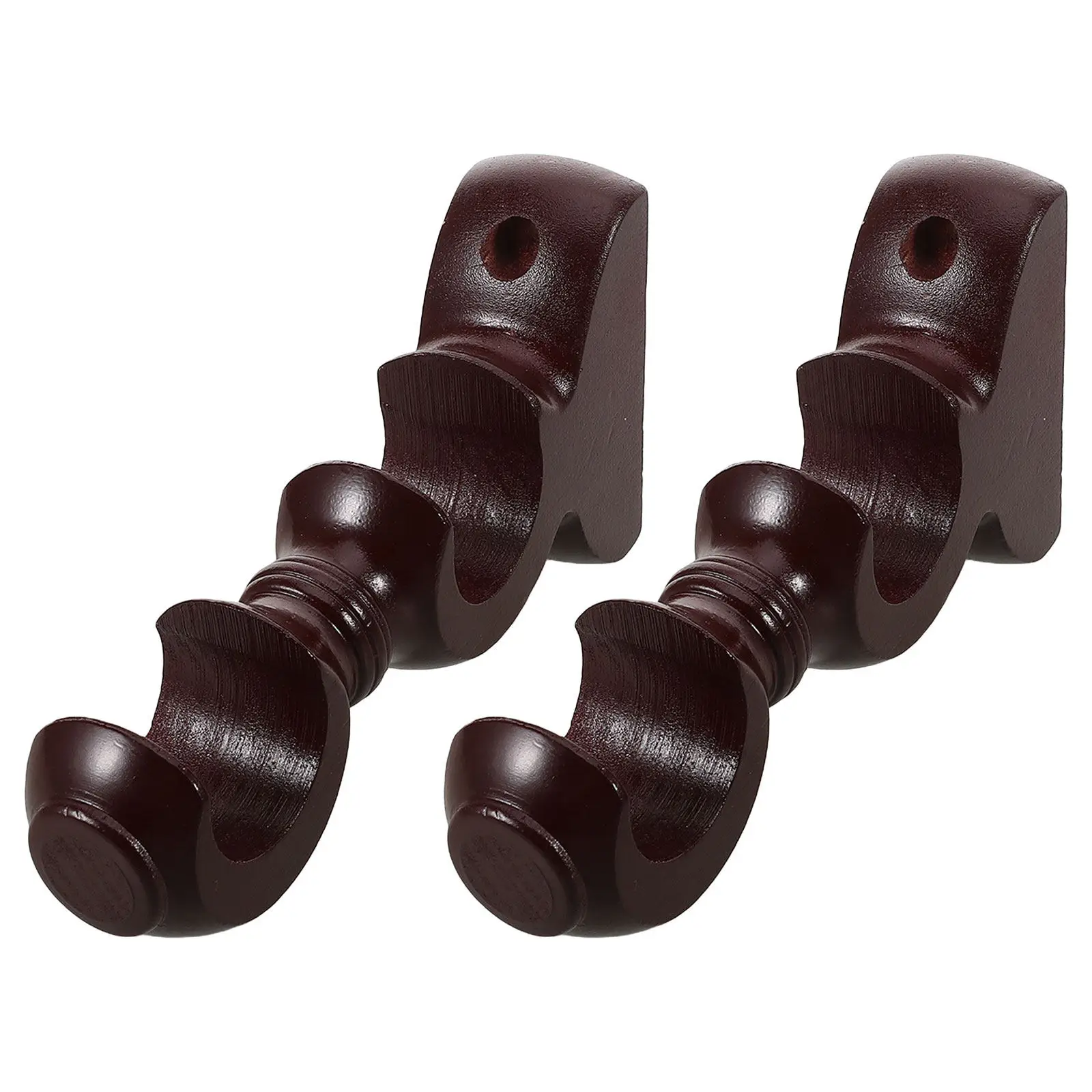 2Pcs Solid Wood Curtain Rod Mount Brackets Double Layer Drapery Support Bracket Roman Pole Base for 28Mm Rod Bedroom Kitchen