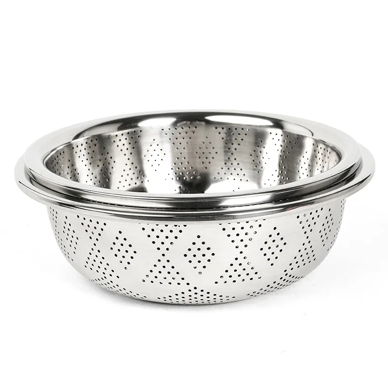 304 Stainless steel leaky basin rice washing sieve basin vegetable basket leaching water washing fruit Filter rice basin