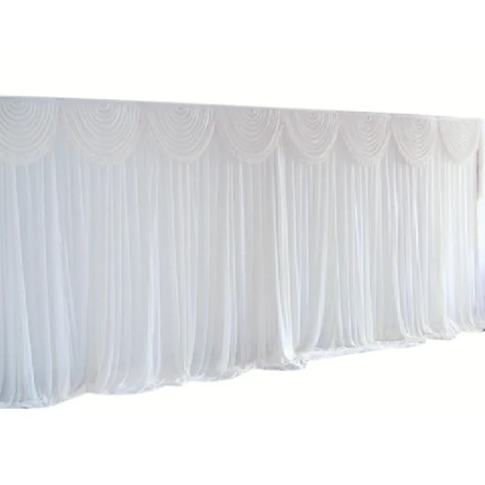 Veil Curtain with Detachable Swag Smooth 68DD Ice Silk Fabric Easy Installation Home Decoration