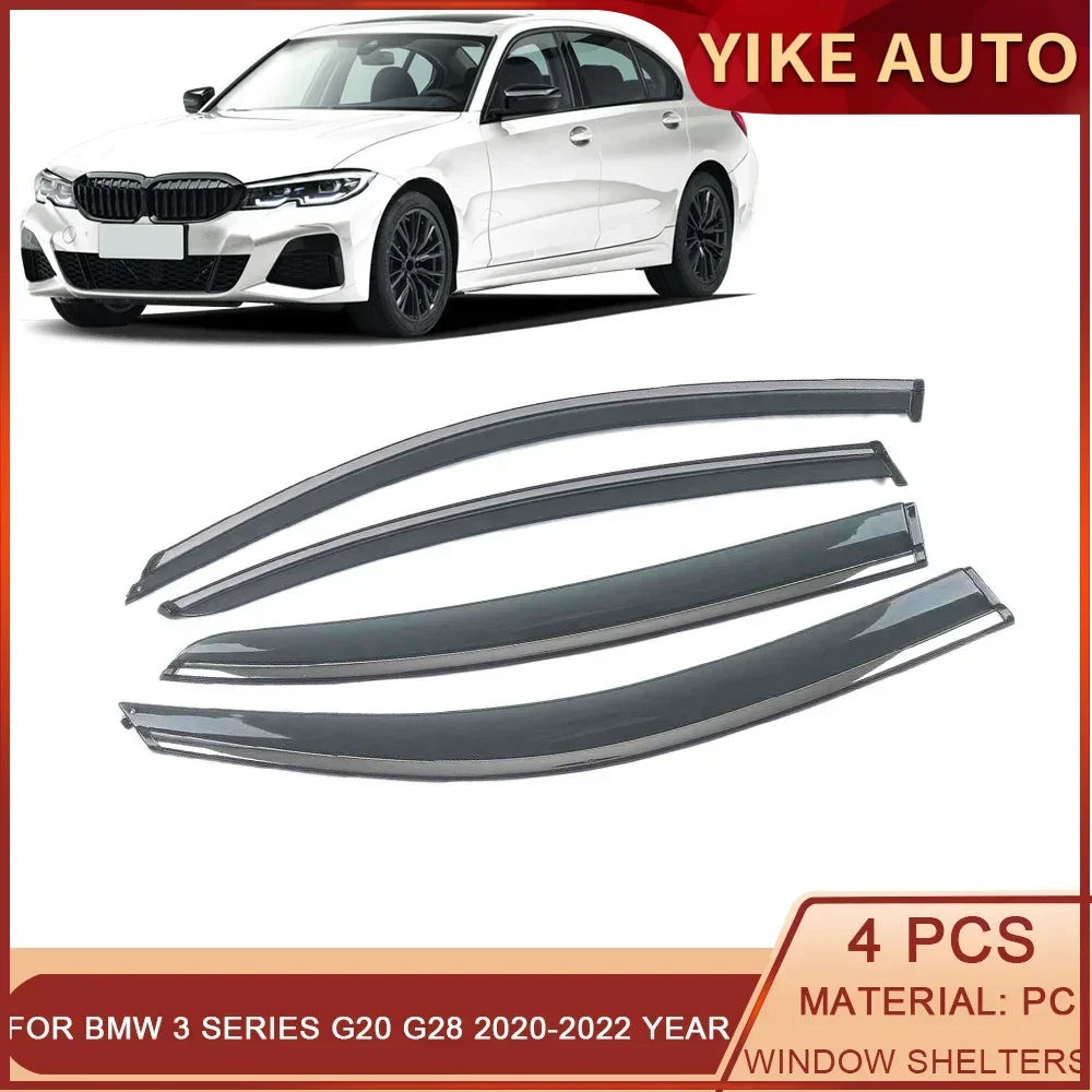 

For BMW 3 Series G20 G28 2020-2023 Car Window Sun Rain Shade Visors Shield Shelter Deflector Cover Trim Frame Sticker