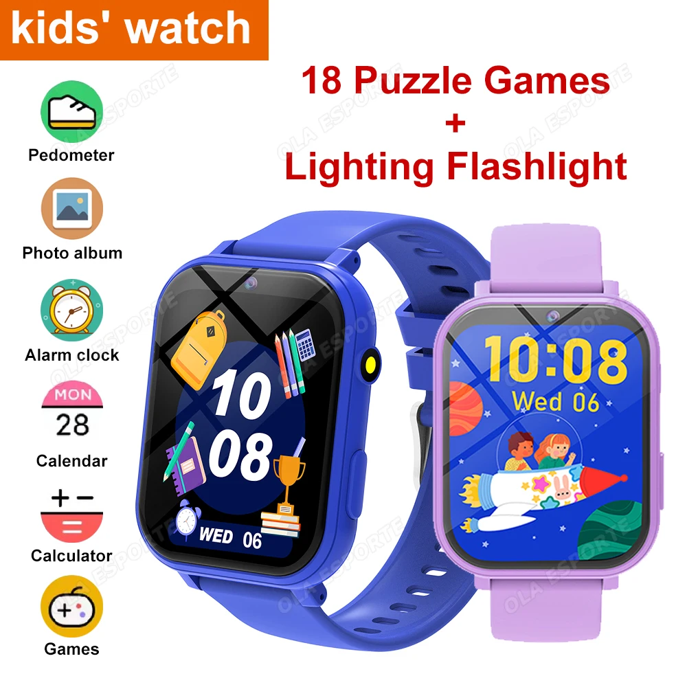 

Детские умные часы 18, игры-головоломки, фонарик, будильник, камера, калькулятор, подсчет шагов, детские часы, подарок для мальчиков и девочек