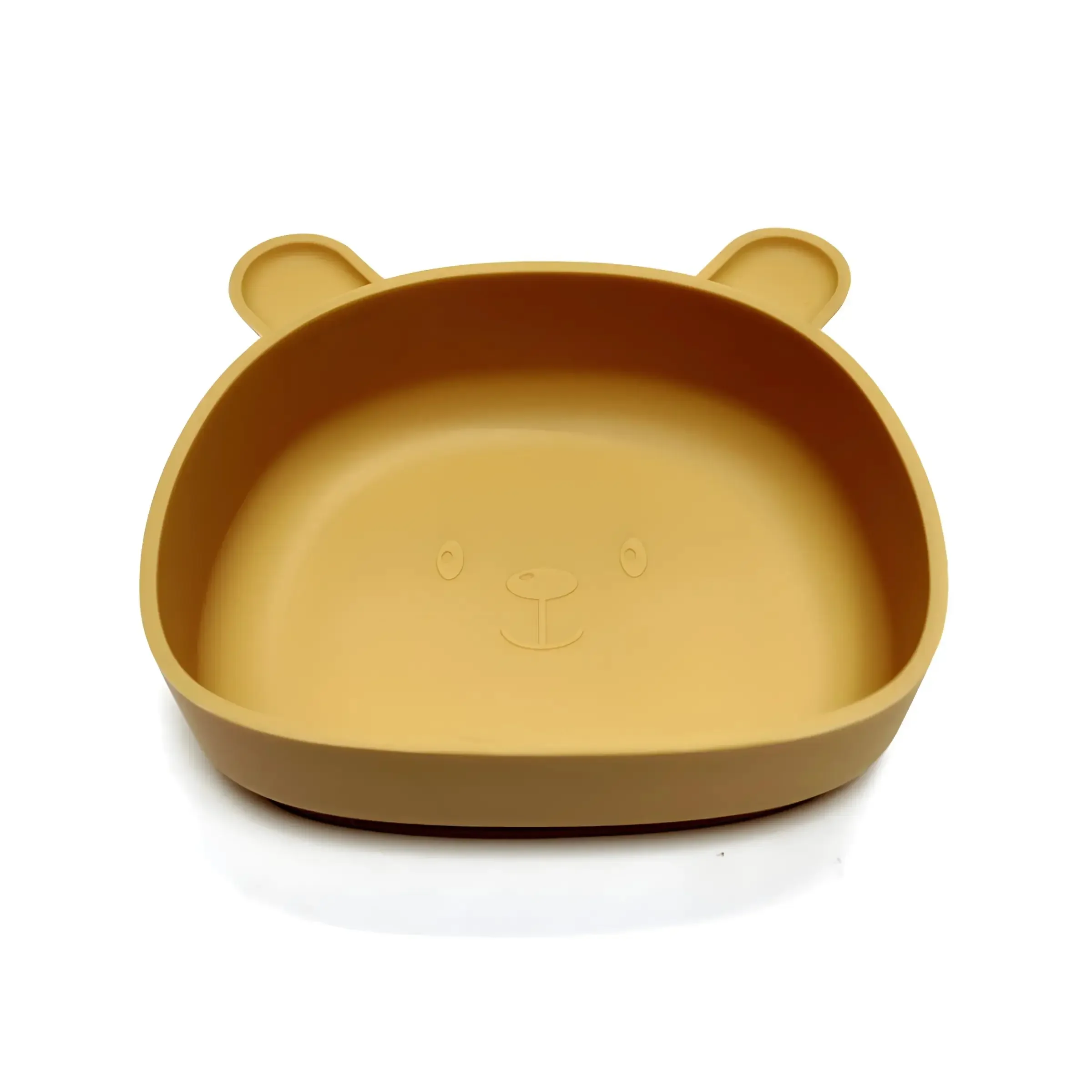 Children\'s silicone dinner plate baby auxiliary bowl suction cup bear cartoon dinner plate fall-proof anti-scald tableware