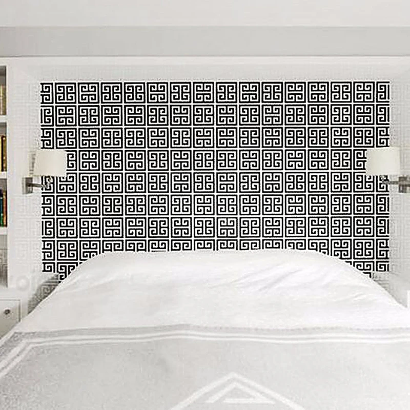 Greek Key Lattice Modern Geometric Wallpaper Hotel Study Background Wall PVC Bathroom Waterproof Home Decoration Wall Sticker