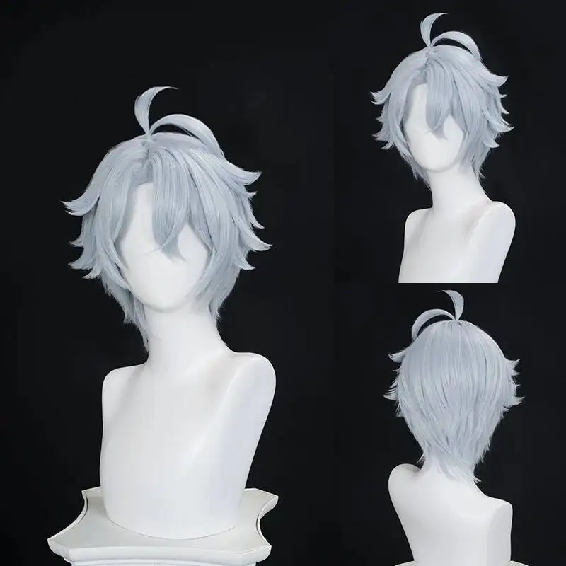لعبة هونكاي ستار السكك الحديدية Phainon شعر مستعار تأثيري رمادي أبيض قصير الشعر أمفوريوس الأرض الأبدية حفلة الهالوين للنساء الرجال الدعائم