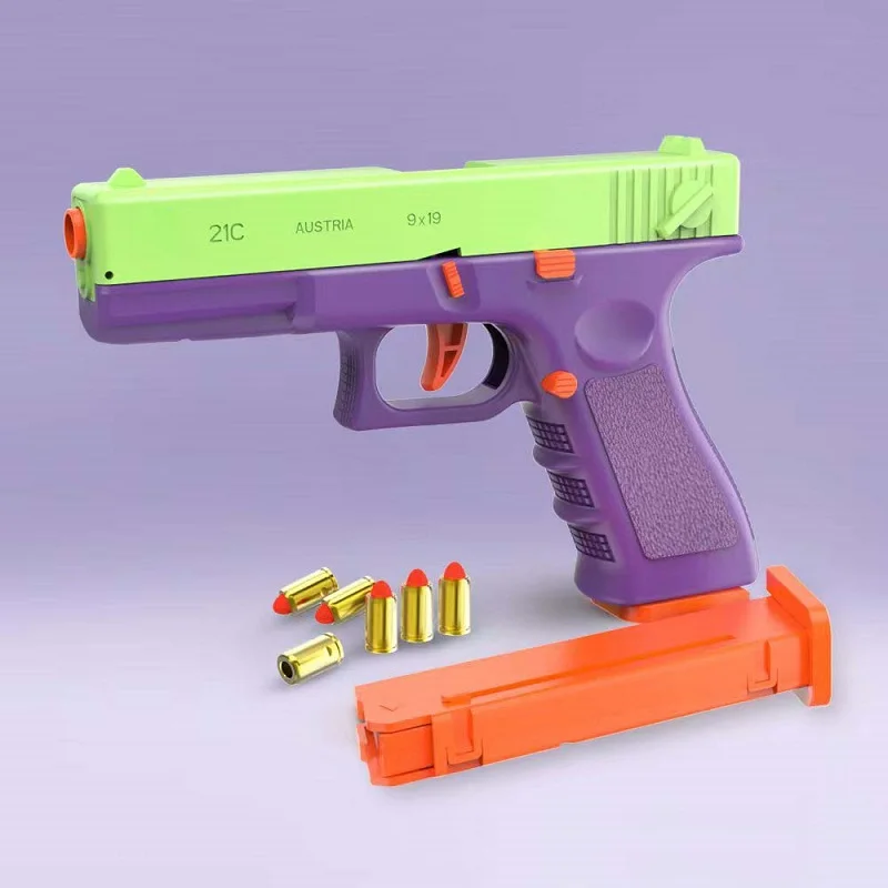 Pistola de juguete de bala suave para niños, modelo de plástico, carcasa de disparo continuo automático, eyección de Airsoft, pistola falsa, regalos de navidad