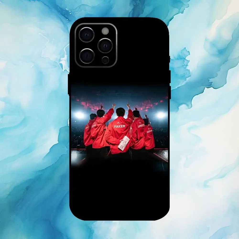 Funda de teléfono SKT T1 Faker L-LOL para iPhone17,16,15,14,13,12,11 Plus,Pro Max, funda negra suave