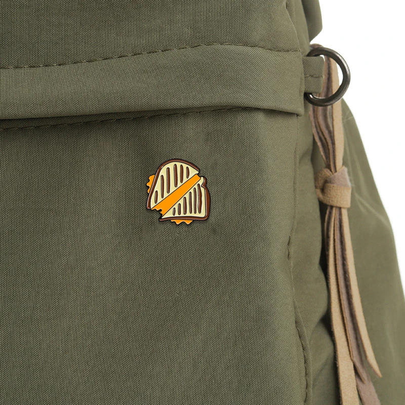 Cute Girls Sandwich Shaped Enamel Lapel Pins New In Yellow Butty Food Brooches For Bag Hat Backpack Accessories