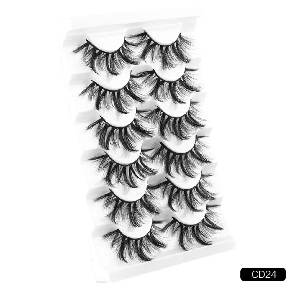 Fofo Faux Mink Eye Lashes, portátil, grosso, natural, cílios postiços, extensão artesanal, ferramenta cosmética, maquiagem, 6 par