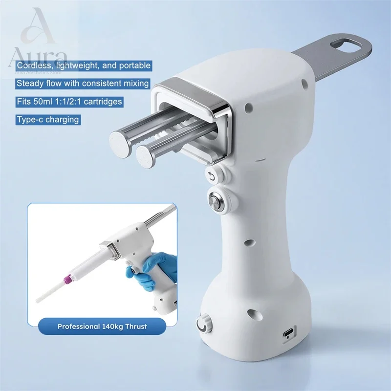 

Dental Electric Impression Dispensing Gun Portable Universal Mixing Dispenser 50ml 1:1/2:1 Rechargeable Adjustable Speed