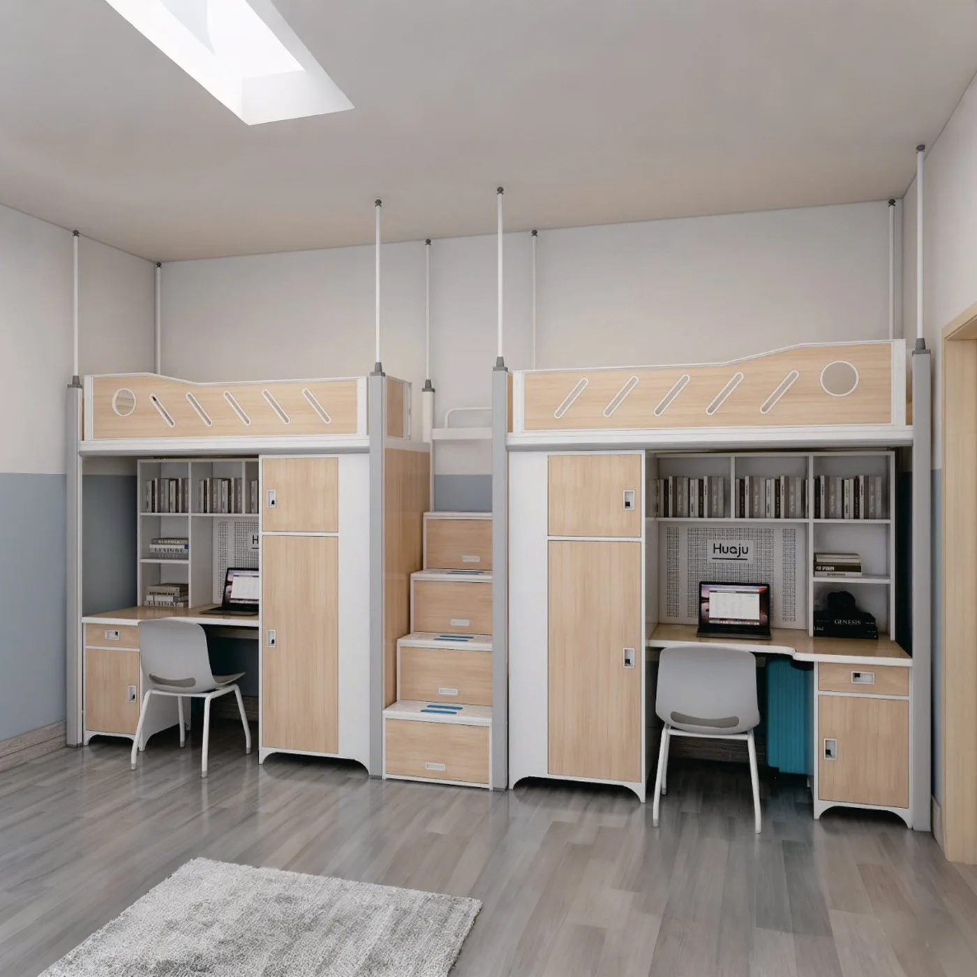 

College student dormitory steel elevated bed on the bed under the table one-piece combination bed apartment small apartment mult
