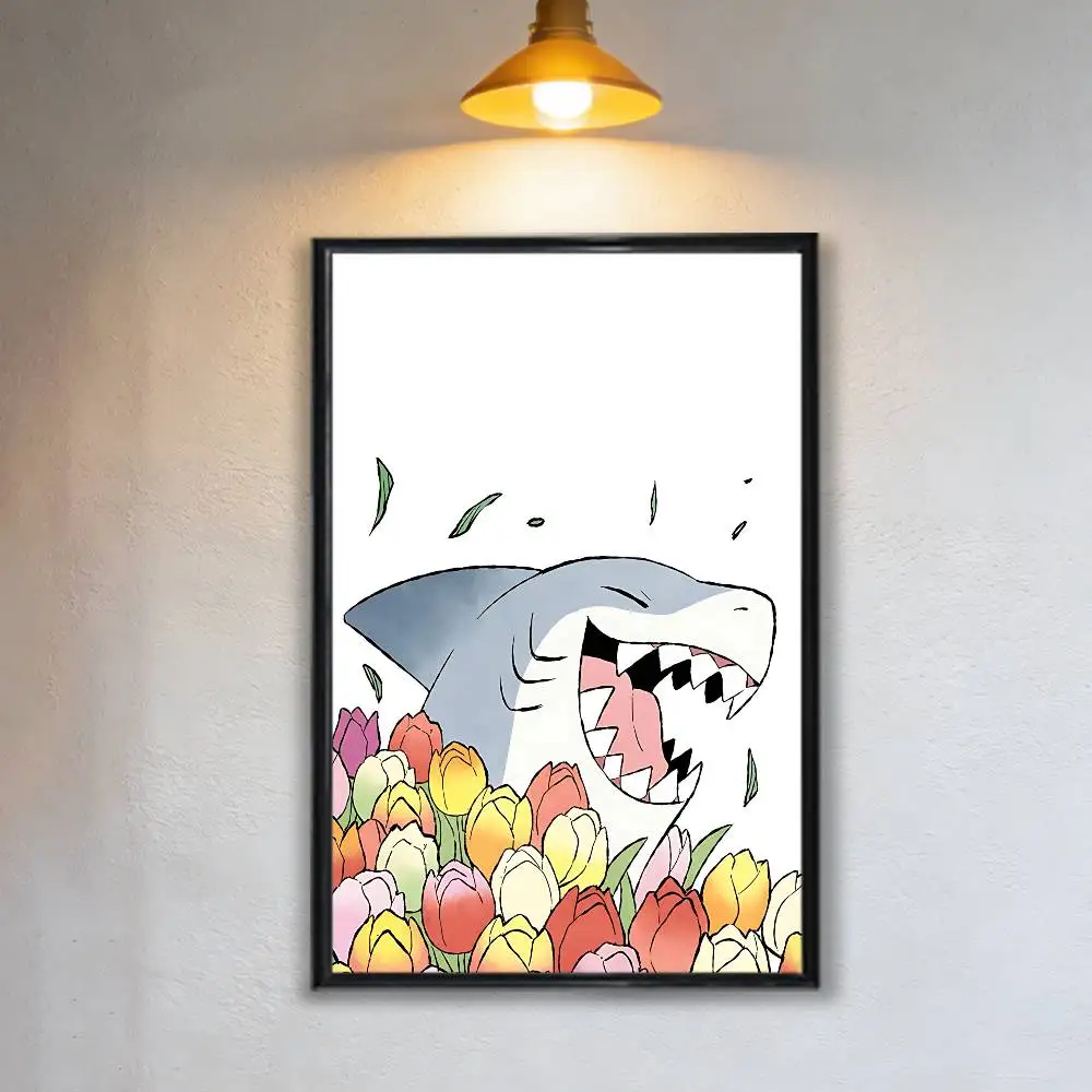 Cartoon zoo Shark Jeff land Poster Prints Wall Art Picture Painting Gift Living Room Restaurant Bar Large Dec Sticker