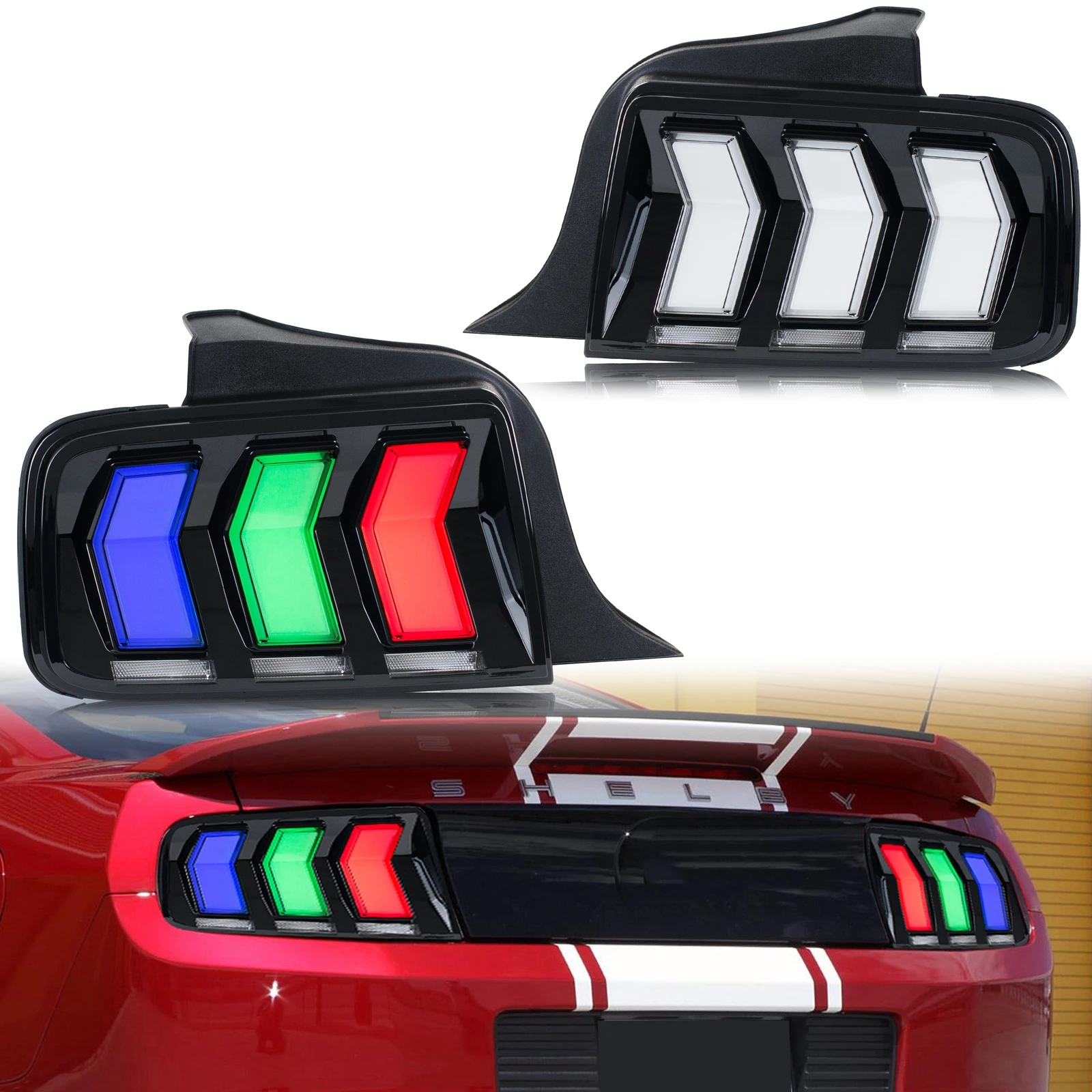 

Светодиодные RGB задние фонари в сборе для Ford Mustang 2005-2009 S-197 V6 V8 с цветной анимацией при запуске [Не подходят для моделей 2010-2014]