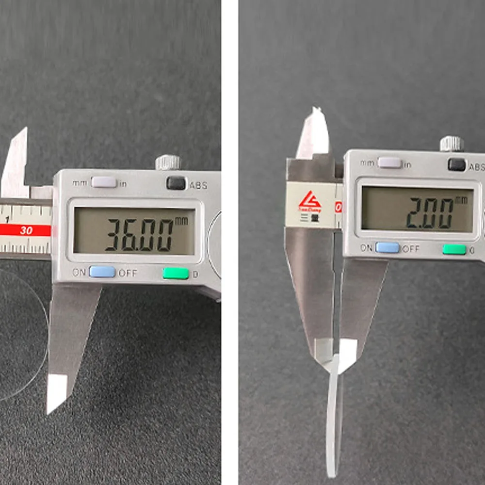 ミネラルフラットラウンドウォッチ,直径2mmのガラスパーツ,27mm〜36.5mm,2個