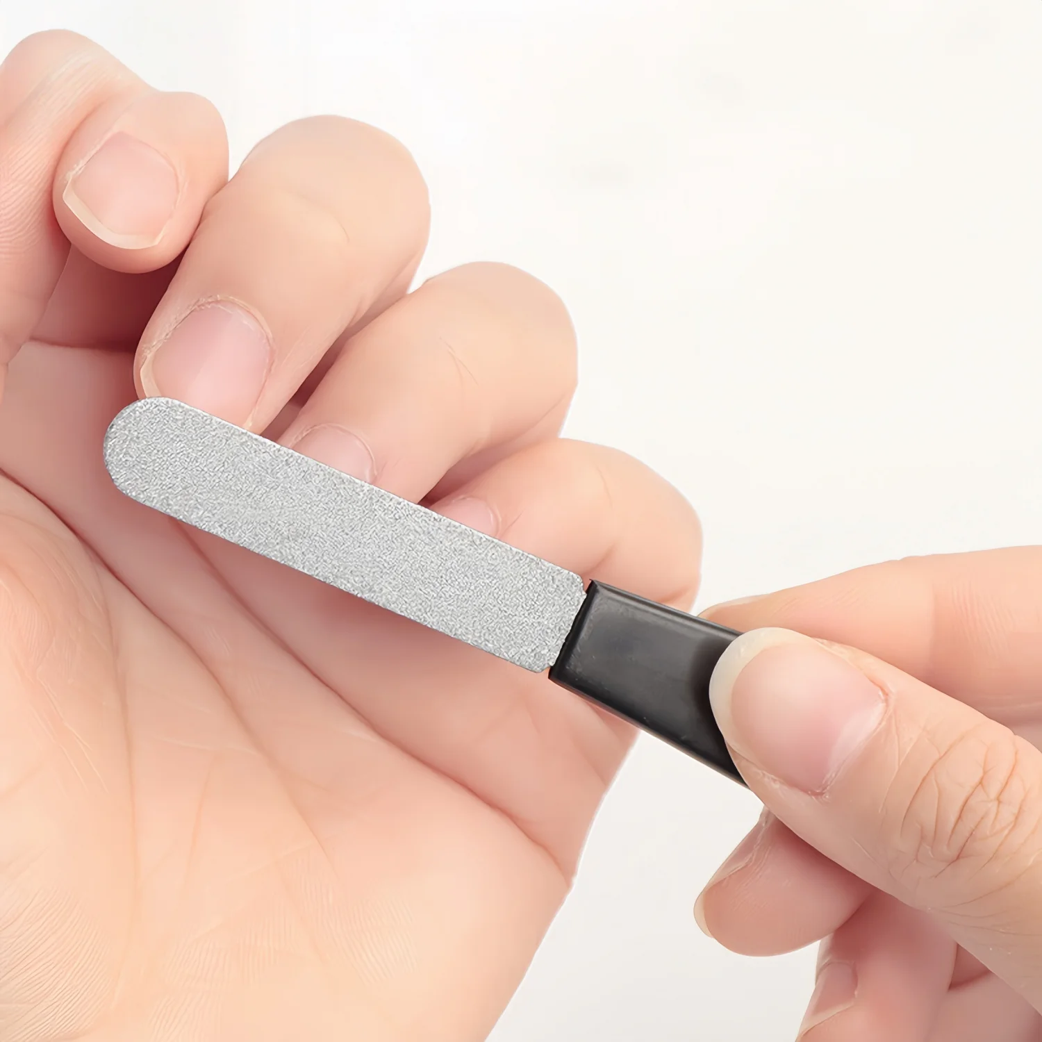 1 قطعة مبرد أظافر صنفرة من الفولاذ المقاوم للصدأ على الوجهين ومطحنة أسنان - مبرد أظافر سميك شديد التحمل مع سطح رمل