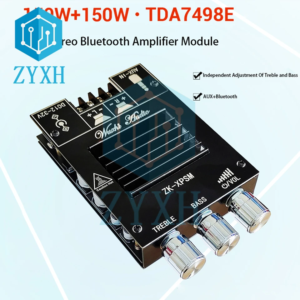 TDA7498E Bluetooth-compatible 5.0 Audio Amplifier Board 150W*2 AUX Stereo Bass Treble Subwoofer HiFi 2.0 Channel AMP For Speaker