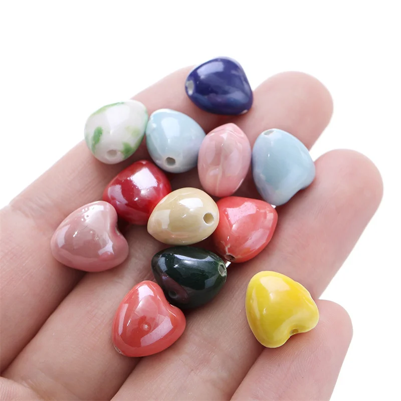12MM Love Ceramic Beads Peach Heart Loose Beads For Jewelry Making DIY Charms Necklace Bracelet Earring Craft Accessories