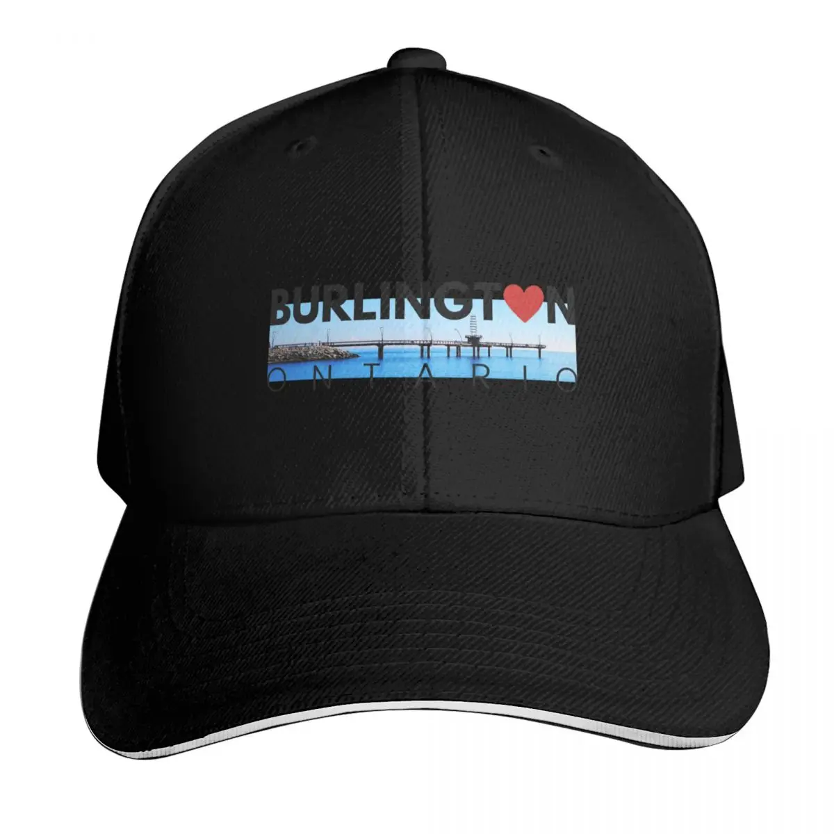 

Burlington Ontario with a heart Baseball Cap men's big size hat dad hat sun hat Bobble Men Golf Wear Women's