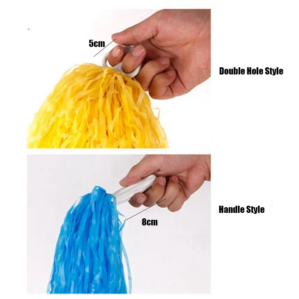 1pair 2 styles Double hole handle Fancy Cheerleading Cheering Ball Dance Party Decorator Club Sport Supplies Cheerleader pompoms