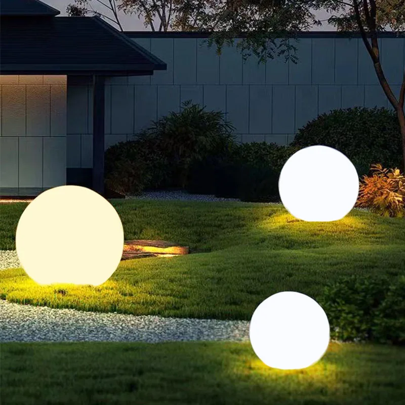 Imagem -02 - Led Sphere Floor Lamp Impermeável Carregamento Solar Criativo Luzes de Pátio Moderno ao ar Livre Gramado Home Decor Fixtures