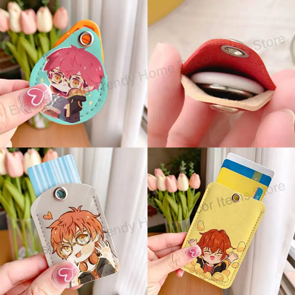Game M-Mystic M-Messenger 707 PU Leather Card Holder Keychain Key Ring Door Lock Access Card Air Tag Case Keychain Card