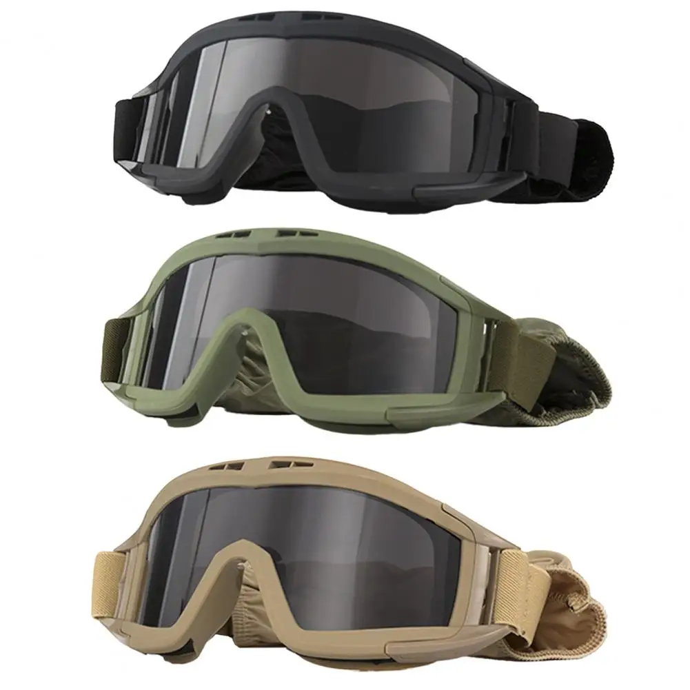 

Airsoft TacticalGoggles Desert Locust Goggles Anti Fog Safety Glasses Eyewear with 3 Interchangeable Lenses CS Safe Protection