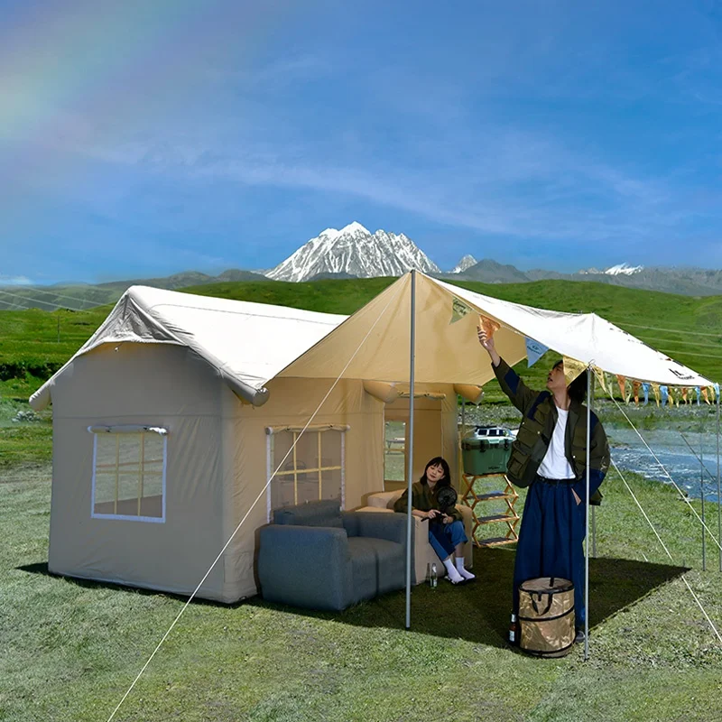 

Outdoor Inflatable House Tent Glamping Oxford or Cottn PVC Cloth 4-6 Person Waterproof Camp Tents