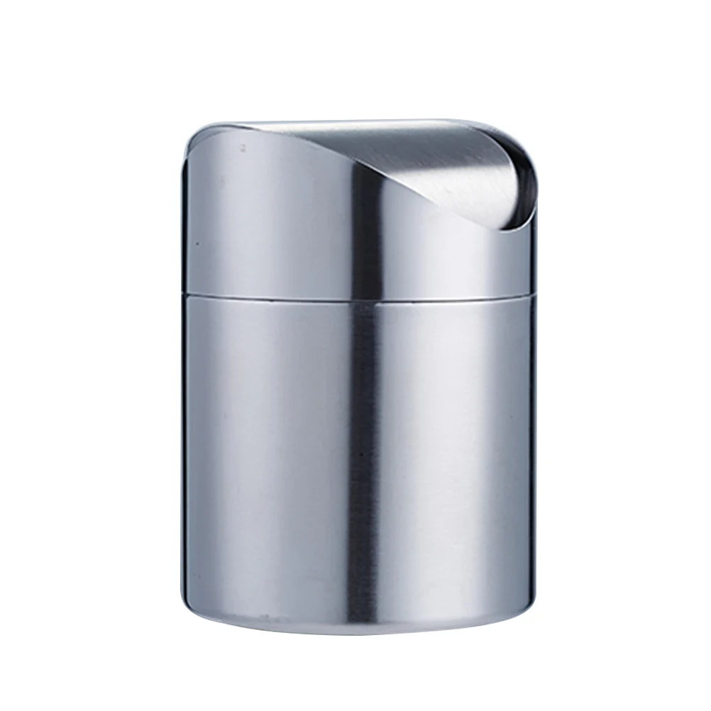 

Stainless Steel Trash Can Mini Table Waste Bin Dustbin Household Office Desk Garbage Container Practical Bucket