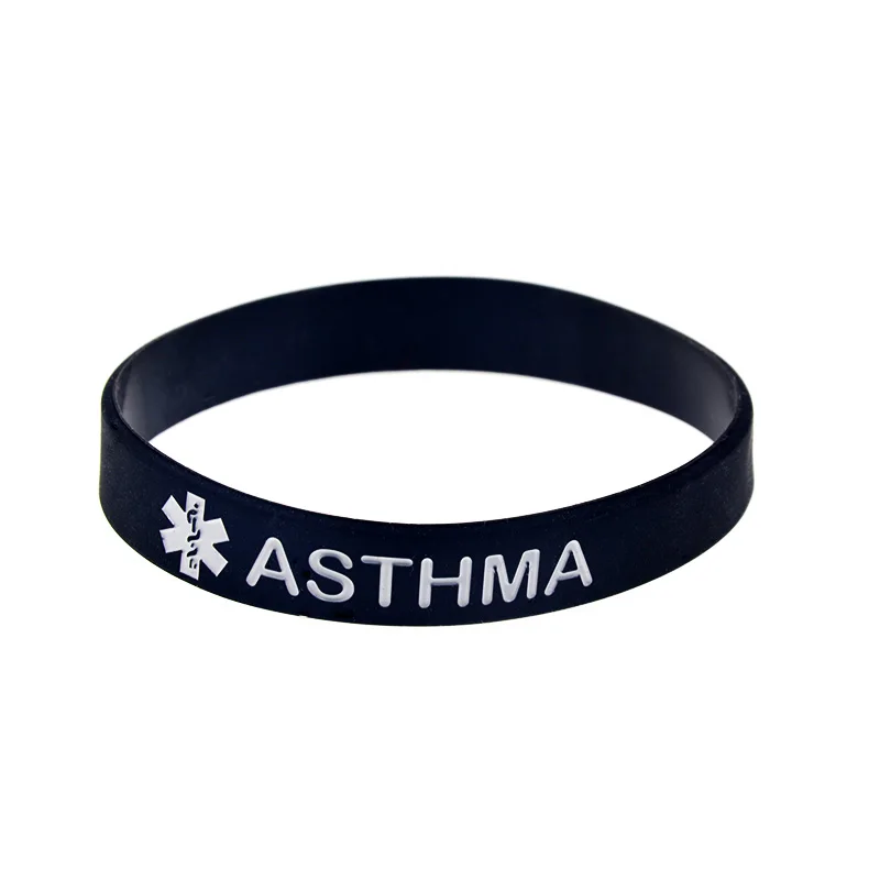50 Stück ASTHMA Medizinisches Notfall-Silikon-Armband Krankheits-Allergie-Notfall-Identifikationsarmband für den täglichen Gebrauch – Detail 8