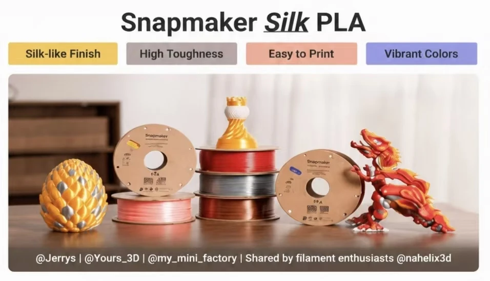 Snapmaker PLA PETG 3D Printer Filament Multi Color Tough No Clogging No Warping Heat Resistant for Snapmaker 3D Printer