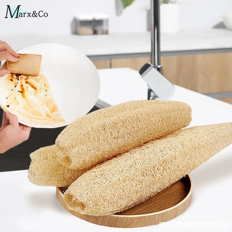 Full Loofah Natural Exfoliating Biodegradable Loofah Sponge Cellulose Brush Natural Shower Sponge Scrubber For Kitchen Bathroom