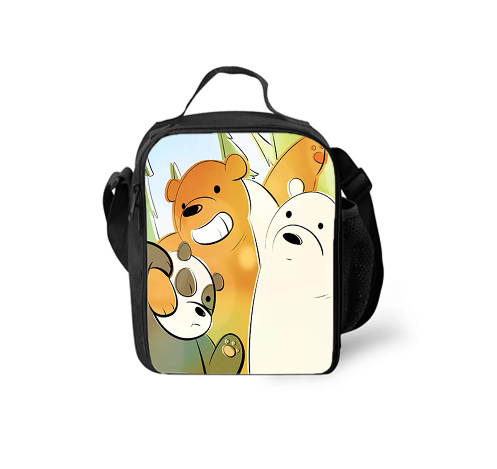 

We Bare Bears Elementary Children Insulated Lunch Bag-Waterproof Lunch Box-Reusable Lunch Tote for Picnic